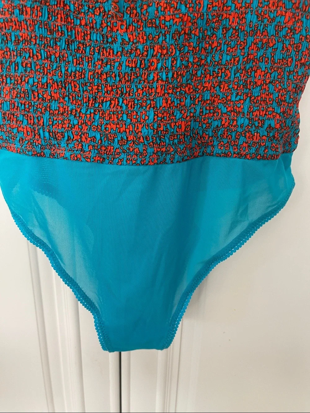 Intimately Free People Bardot Bodysuit size M teal orange-red combo - Picture 3 of 16